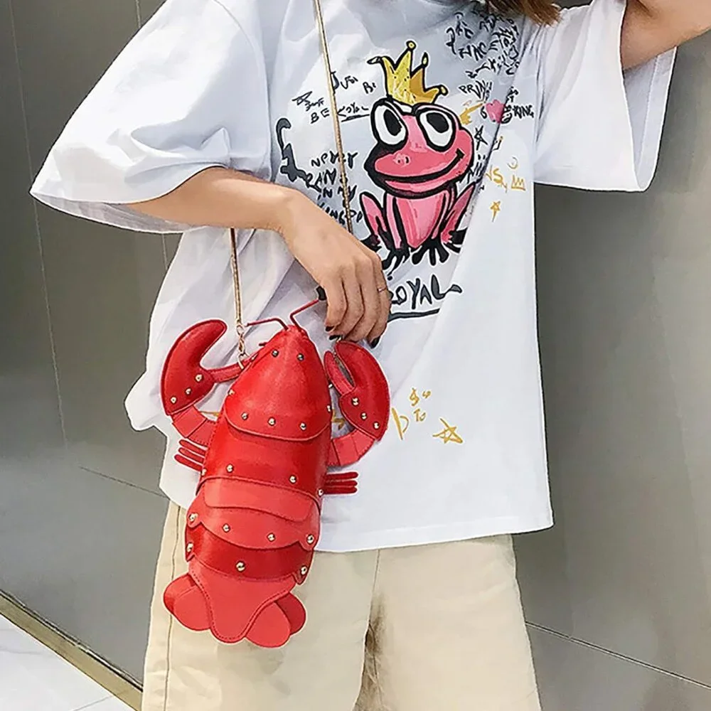 Crab Handbag Crayfish Shells Crossbody Bag Novelty Animal Shaped Purse Detachabl - Picture 2 of 5